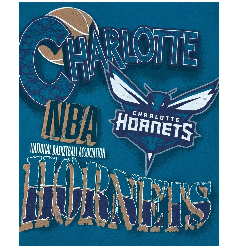 Abercrombie & Fitch NBA Charlotte Hornets Graphic T-Shirt Teal Relaxed - Picture 2 of 6